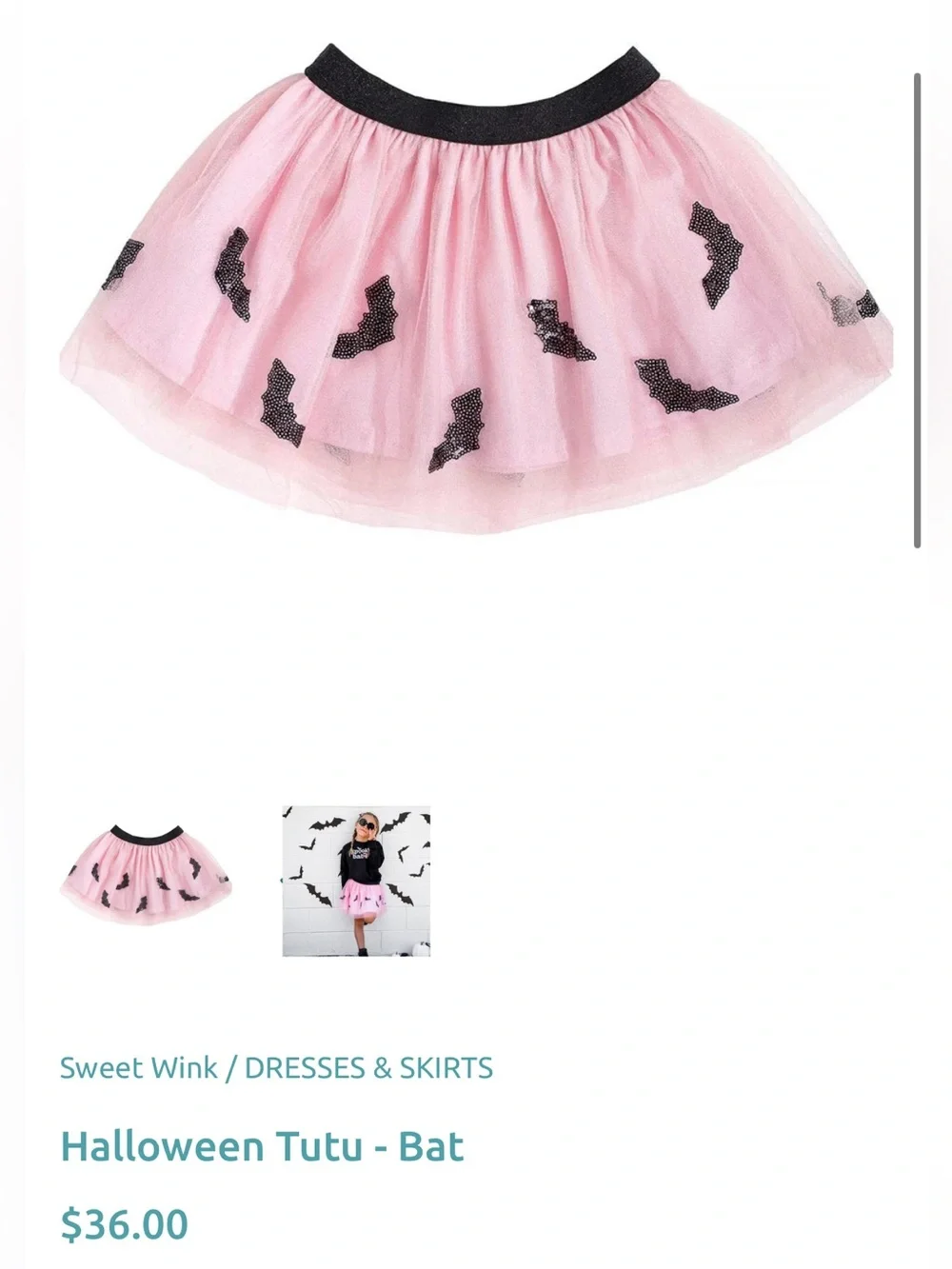 Sweet Wink Halloween Sparkly Bat Tutu/Shirt Set Girls Size 5/6 Like New!